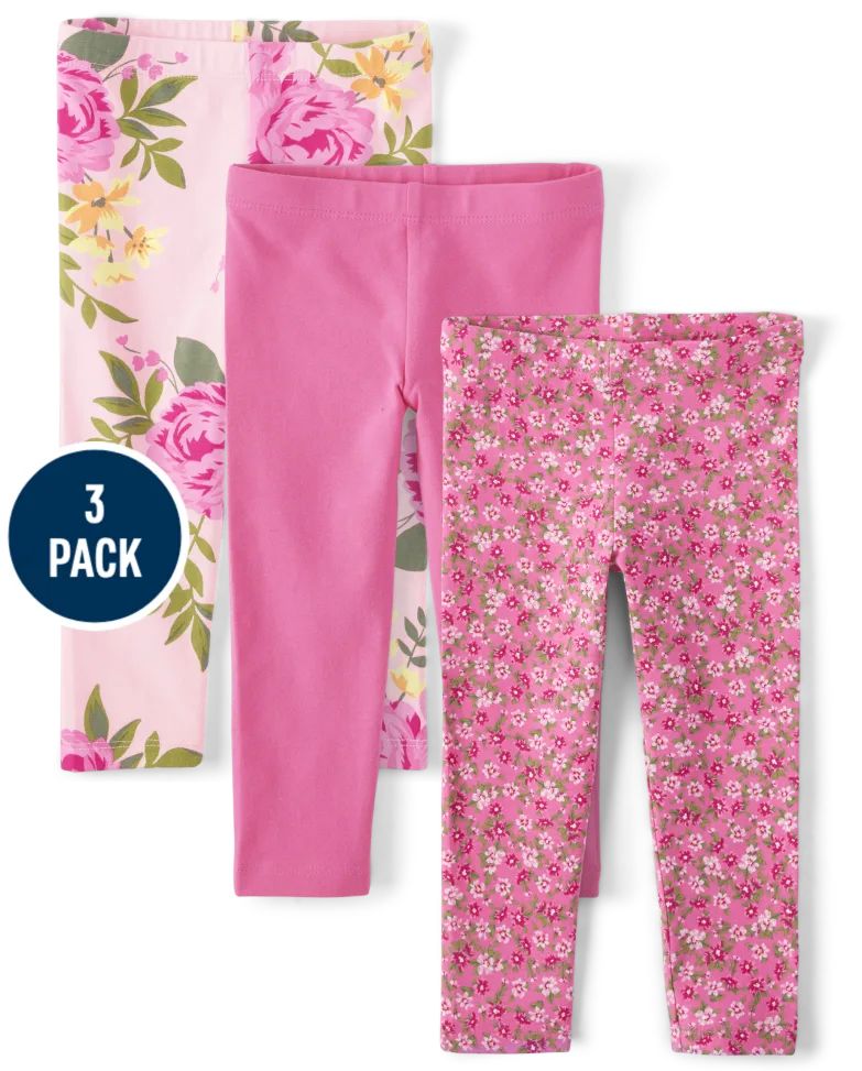 Toddler Girls Floral Leggings 3-Pack - french rose | The Children's Place