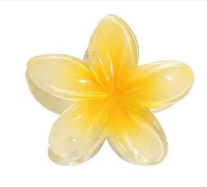 Creamy Yellow Flower Claw Clip, Hawaiian Flower Claw Clips Plumeria Hair Clip Hibiscus Clip for W... | Amazon (US)