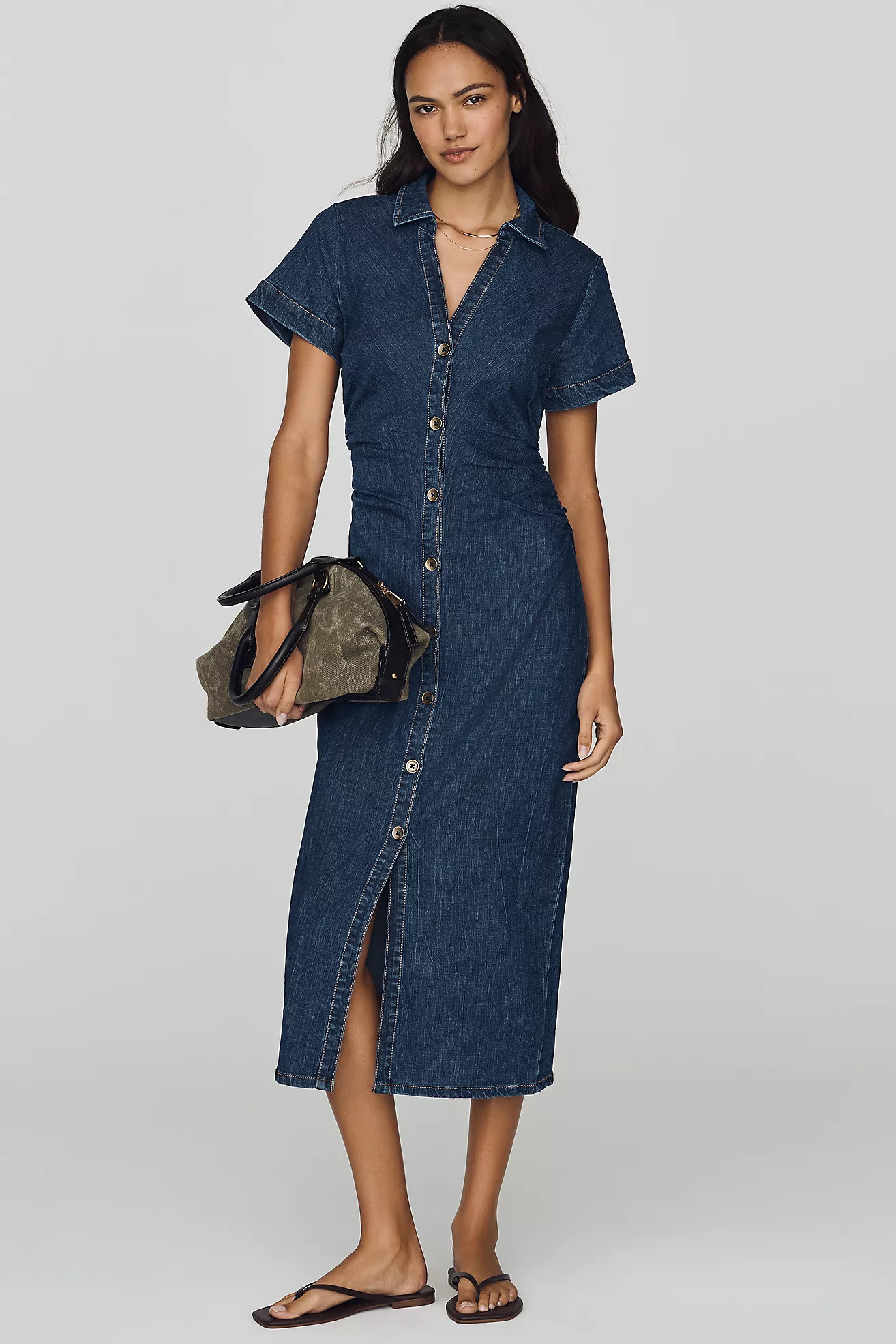 Greer Denim Midi Shirtdress by Pilcro | Anthropologie (US)