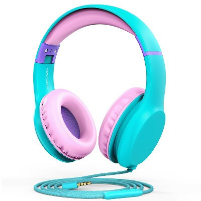 FosPower Kids Headphones Wired Microphone, Over Ear Headphones for Kids with Cord, Kids Headset with 3.5mm Jack For School Chromebook iPad, Mint/Pink | Target