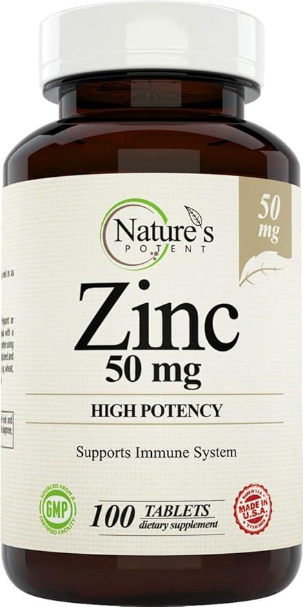 Zinc 50mg [High Potency] Supplement - Immune Support System from Natural Zinc (Oxide/Citrate) 100... | Amazon (US)