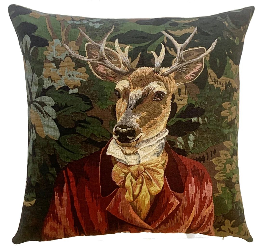 Stag Pillow Cover - Stag Portrait - Verdure  Decor - Forest Decor - Deer Cushion Cover - Stag Thr... | Etsy (US)