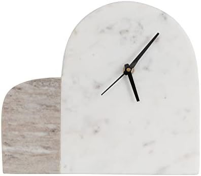 Bloomingville Two-Tone Arched Marble Mantel Clock, 10" L x 2" W x 9" H, White | Amazon (US)