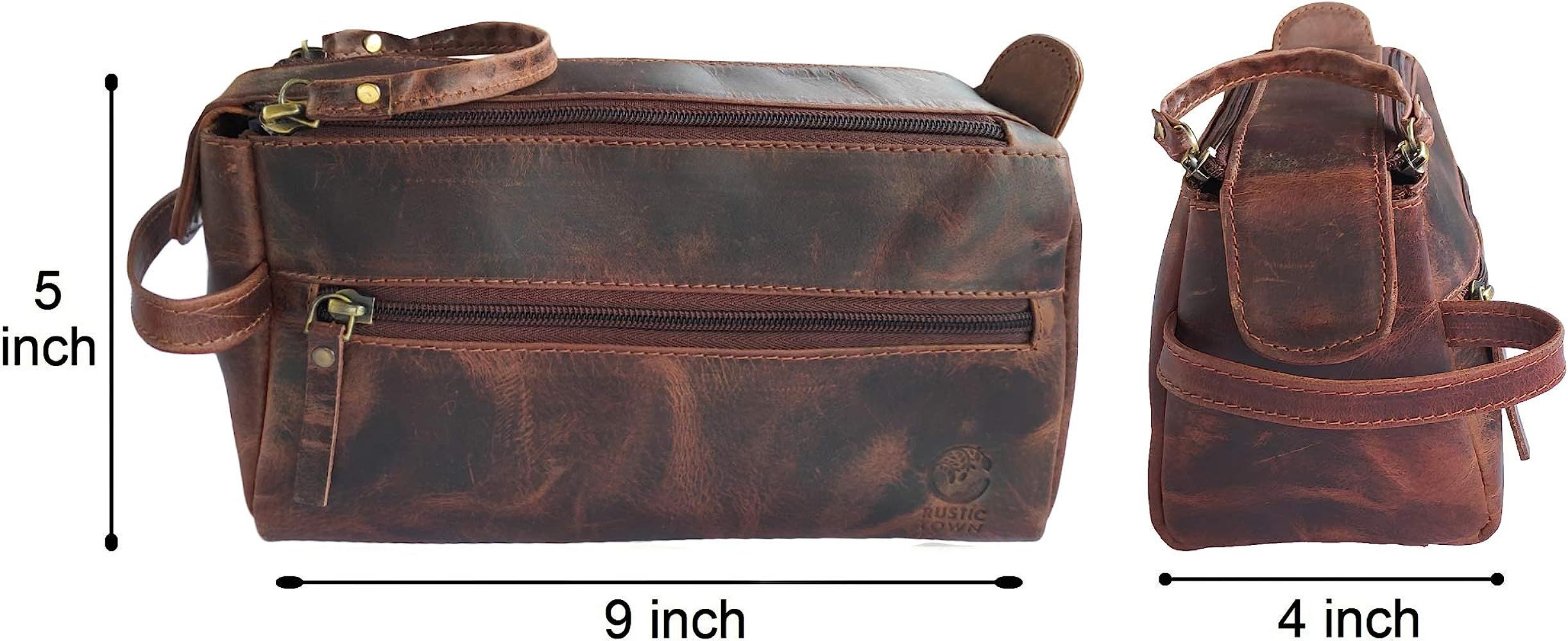Rustic Town Buffalo Leather Toiletry Bag : Vintage Travel Shaving & Dopp Kit : for Toiletries, Co... | Amazon (US)