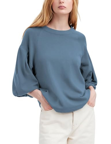 Women Cropped Sweatshirt Tee Puff Short Sleeve Crewneck Pullover Top Solid Casual Summer T-Shirt ... | Amazon (US)