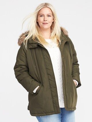 Old Navy Womens Plus-Size Faux-Fur Hooded Parka Crocodile Tears Size 2X | Old Navy US
