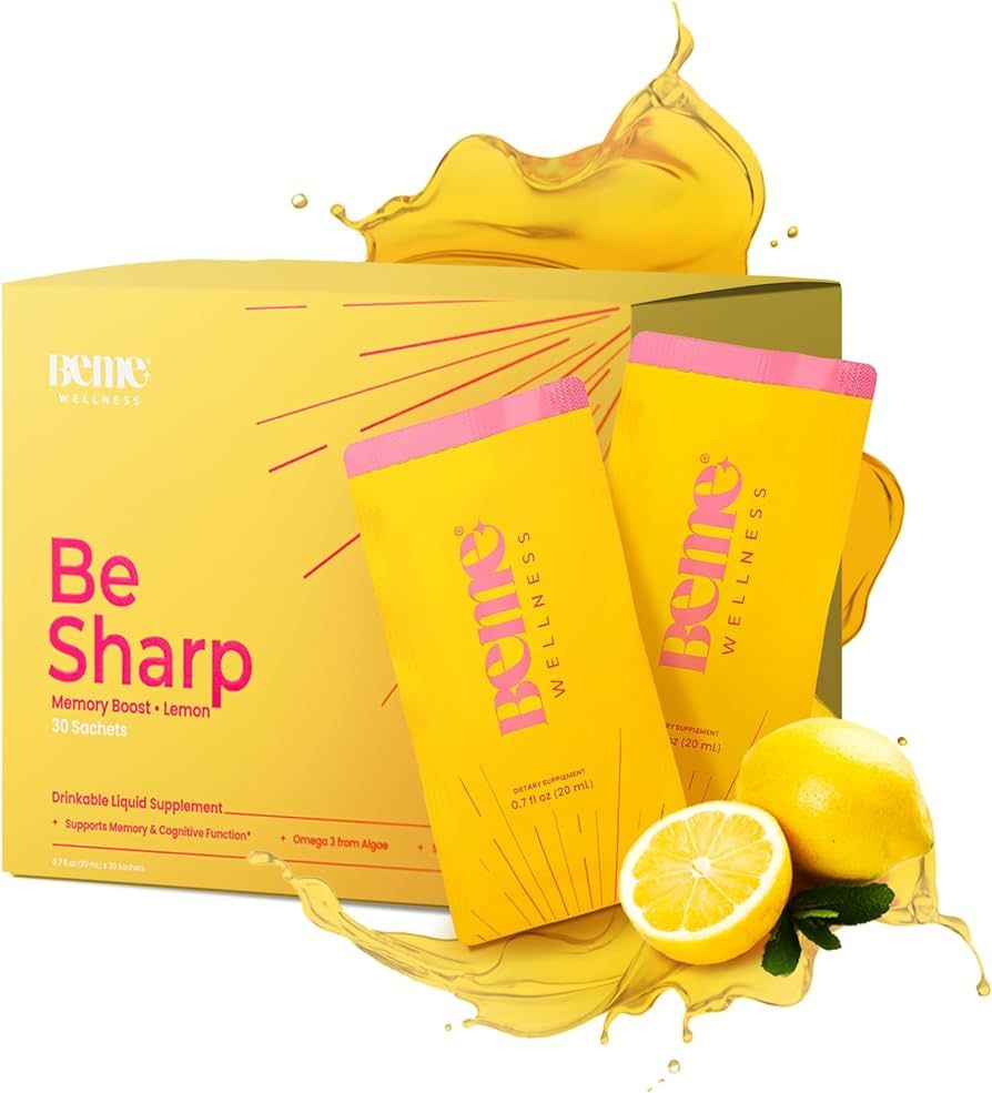Be Sharp Liquid Omega 3 Brain Supplement - Omega 3, Turmeric Curcumin - Concentration, Brain + Me... | Amazon (US)
