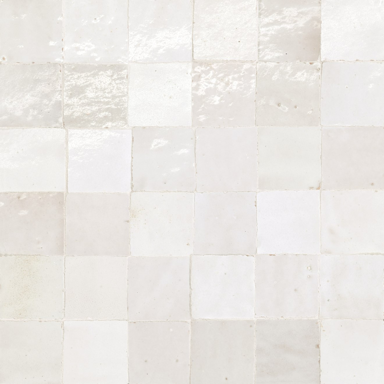 Zagora 2" x 2" Glossy Zellige Mosaic Tile in Blanc | Bedrosians Tile & Stone