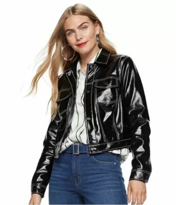 Nine West Faux-Leather Biker Jacket - Women's  BRAND NEW - Size M - Black  | eBay | eBay US