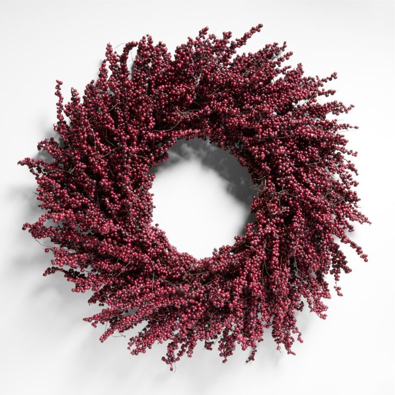 Faux Burgundy Mini Berry Wreath 32" + Reviews | Crate & Barrel | Crate & Barrel