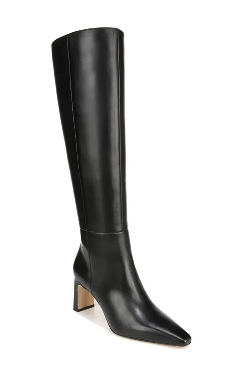 Sam Edelman Sylvia Knee High Boot in Black Leather at Nordstrom, Size 6 | Nordstrom