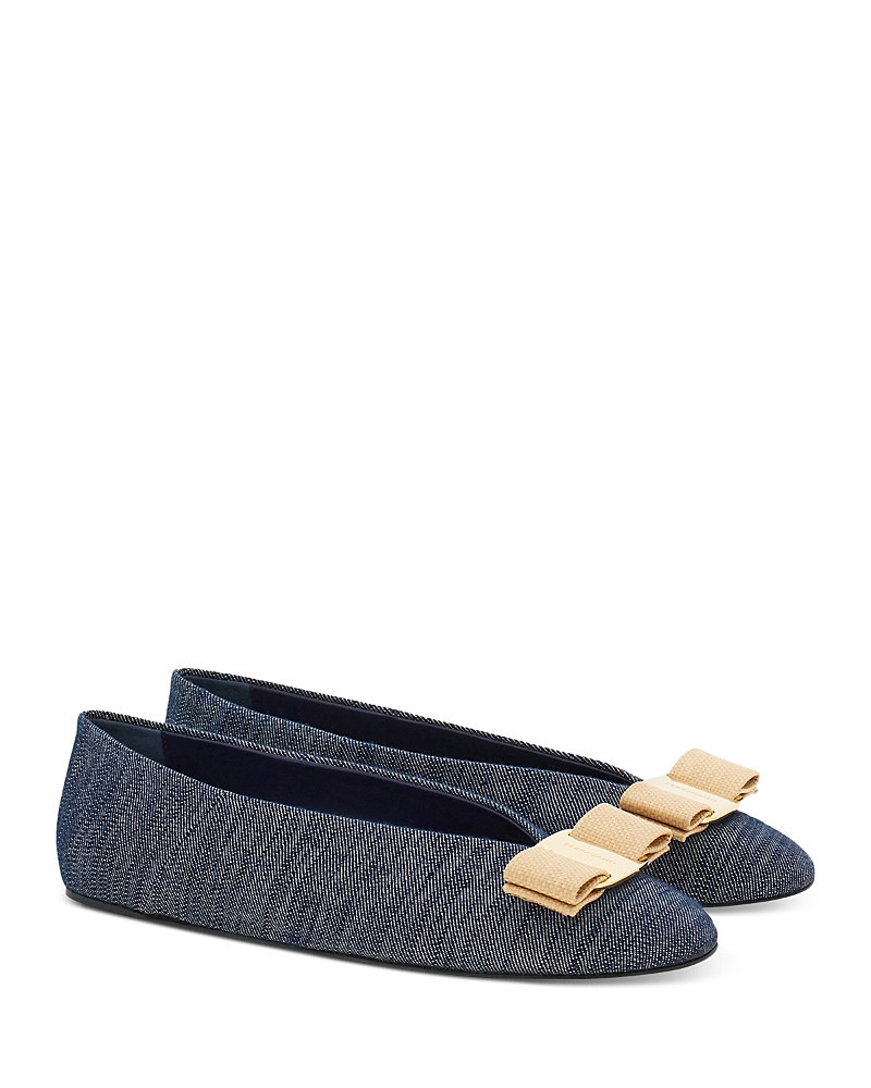 Ferragamo Women's Vanna Denim Bow Ballet Flats | Bloomingdale's (US)