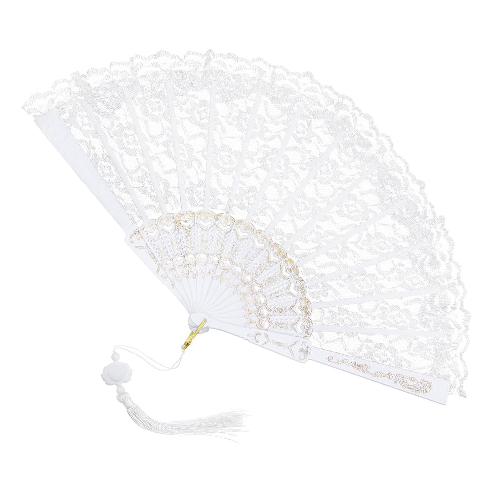 Foldable Lace Fan Handheld Chinese Folding Fan Hand Held Folding Fans for Weddings, Decorations, ... | Amazon (US)