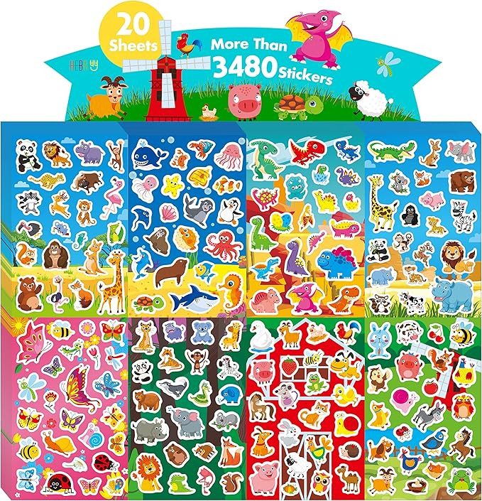 3480+ Animal Stickers, 170+ Adorable Cartoon Animal Designs, Motivational Animal World Pack Label... | Amazon (US)