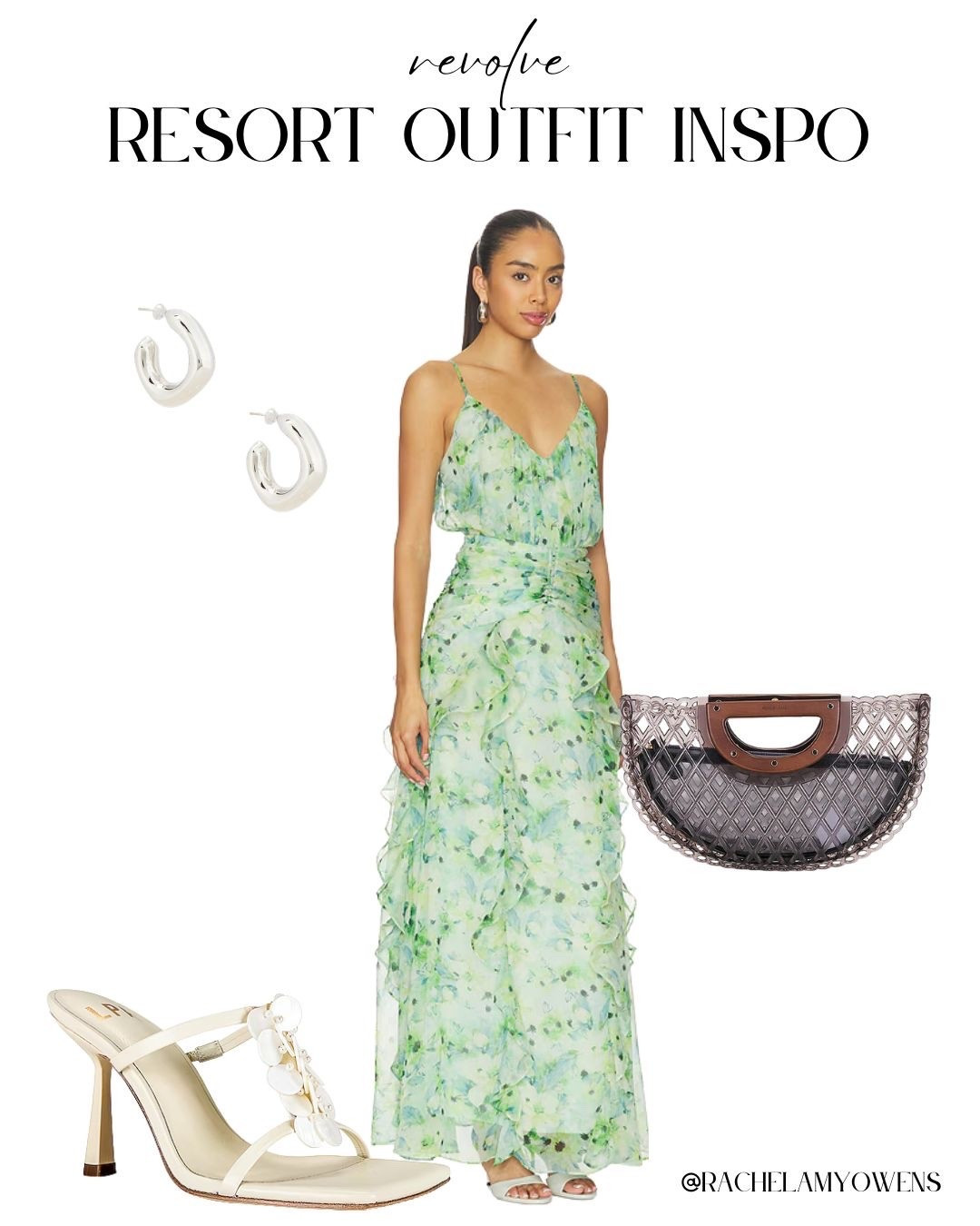 Dreaming of a tropical getaway in this stunning green floral maxi dress! The ruffled detailing pairs beautifully with statement silver hoops and a unique structured clutch for an ultra-chic vacation look. 🌴✨
Complete the ensemble with elegant white strappy heels for a seamless transition from beachside brunch to a sunset dinner. It is the ultimate resort-ready vibe! 🥂💃
#revolveme #resortwear #vacationstyle #maxidress #summerchic #ootd #travelstyle

#LTKootd #LTKTravel #LTKSeasonal