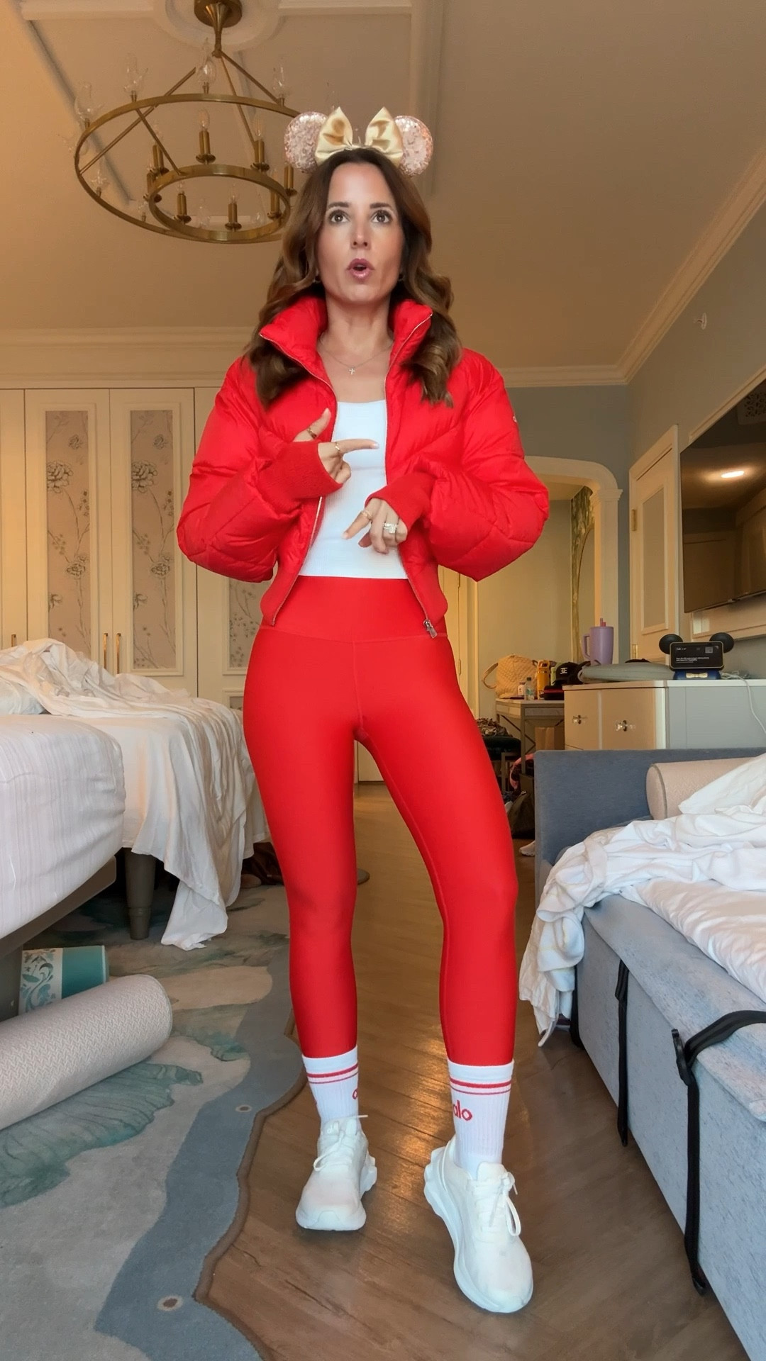 My Disney outfit of the day. My favorite Alo leggings in XXS. Alo puffer jacket in XXS. Also sneakers are TTS. Amazon tank top in XS. Winter activewear. Winter Athleisure. 

#LTKTravel #LTKActive #LTKfitnessgoals