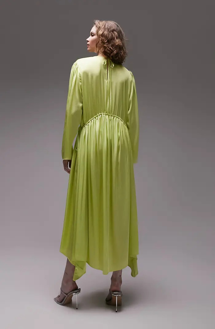 Ruched Oversize Long Sleeve Satin Maxi Dress | Nordstrom