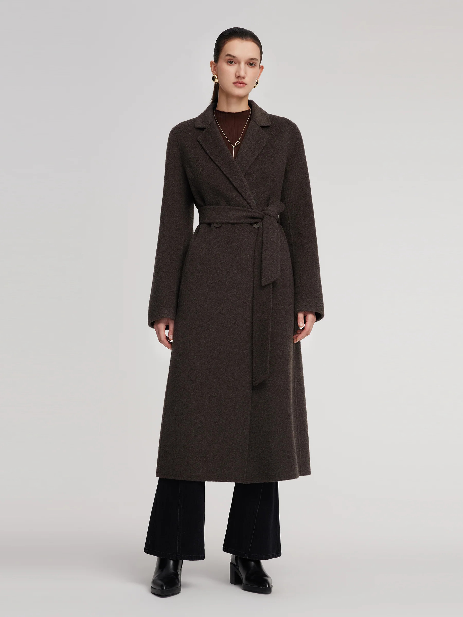 Camel Hair Wool Blend Women Wrap Overcoat | GOELIA