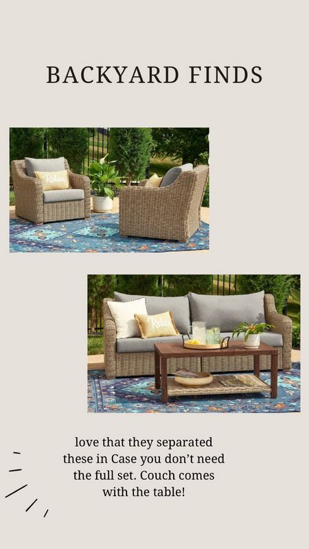 Backyard patio furniture
Outdoor furniture 

#LTKSeasonal #LTKHome #LTKStyleTip