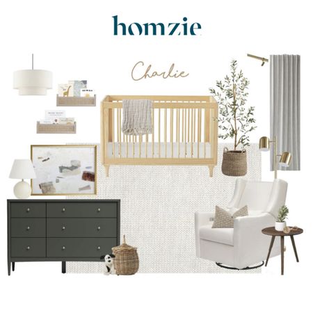 We loved designing this gender neutral nursery for our virtual interior design client. This space features a natural wooden crib, an olive green 6-drawer dresser, rattan storage bins and shelves, and a white upholstered swivel chair. 

Work 1:1 with a Homzie virtual interior designer for a low flat-rate and receive a custom, shoppable decorating plan! - all online.  Get started homziedesigns.com/work-with-us 
 

#LTKKids #LTKBaby #LTKHome