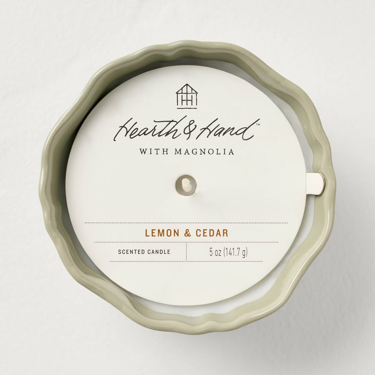 Scalloped Ceramic Lemon and Cedar Jar Candle Green - Hearth & Hand™ with Magnolia | Target