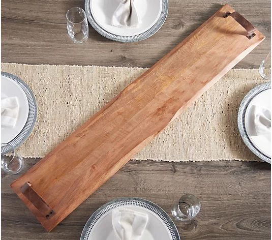 Oversized Wood Serving Board with Handles by Valerie - QVC.com | QVC