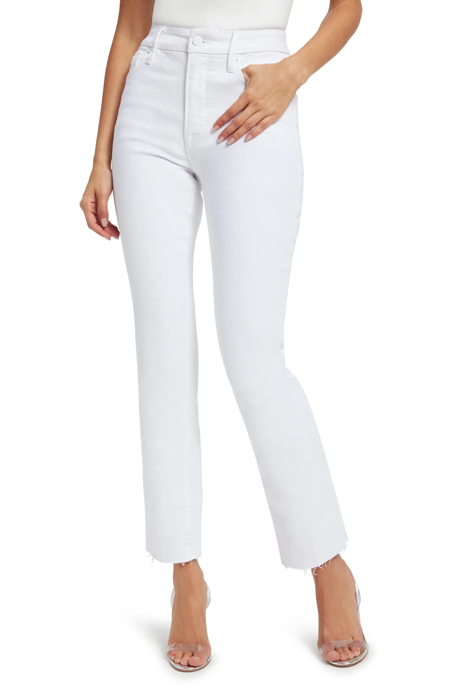 Good Straight High Waist Raw Hem Straight Leg Jeans | Nordstrom