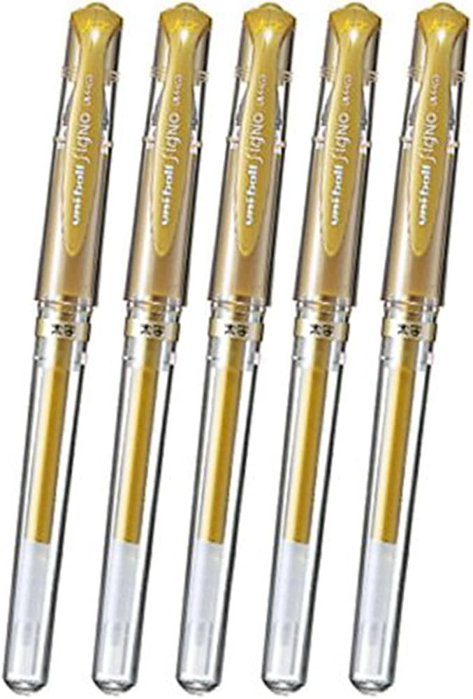 Uni Ball Signo Gel Ink Pens -Medium Point 1.0mm-Gold Ink-value Set of 5 | Amazon (US)