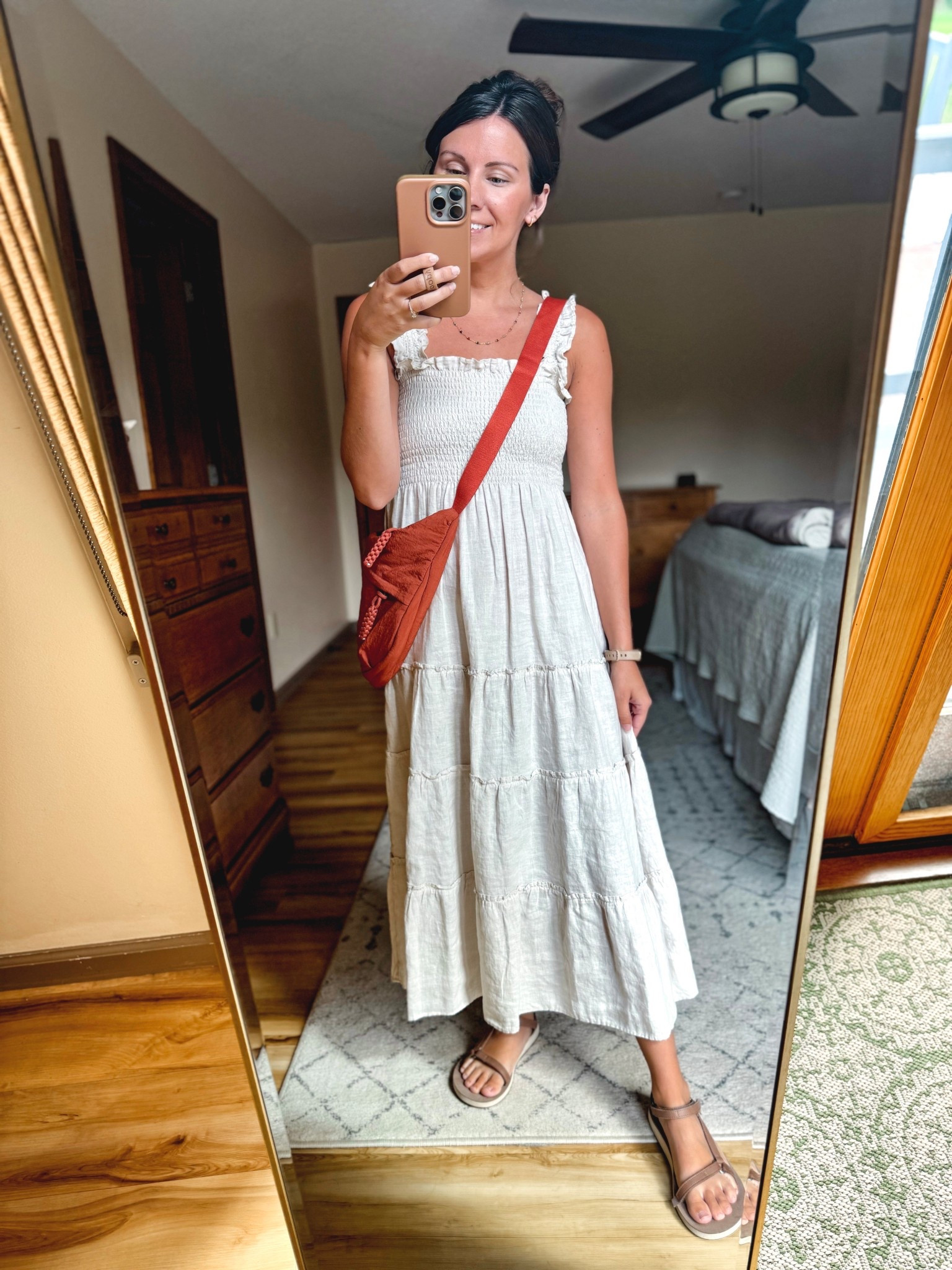 Wearing size xs in this dress—my color is “sand” from last year, but the flax color looks pretty much the same.

My teva sandals fit true to size!

#LTKFindsUnder100 #LTKPetite #LTKSummerEdit