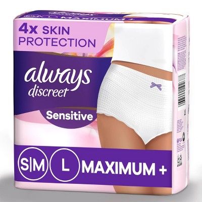 Always Discreet Sensitive Incontinence & Postpartum Incontinence Underwear for Women - S/M - 16ct | Target
