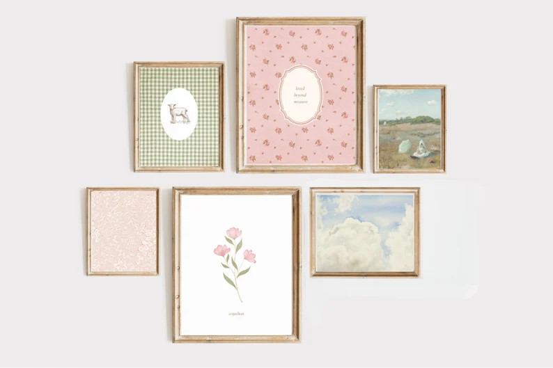 Gallery Wall Art Prints | Vintage | Cottagecore | Baby Girl Nursery | Set of 6 | Digital Download... | Etsy (Global)