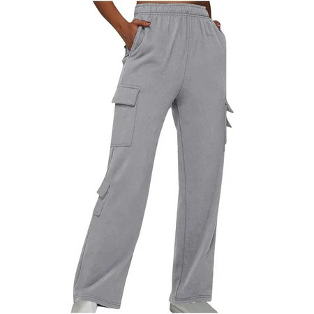 Sweatpants Women Clearance Womens Cargo Sweatpants Wide Leg Pants for Women Fall Winter Baggy High Waisted Joggers with Pocket Beach Pants for Women Gray M New | Walmart (US)