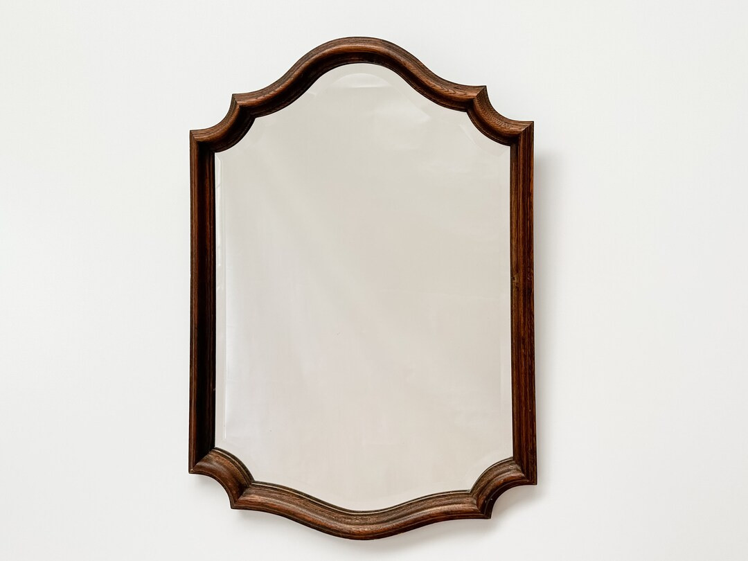 Vintage Wood Framed Mirror | Scalloped Mirror with Beveled Glass | Etsy (US)