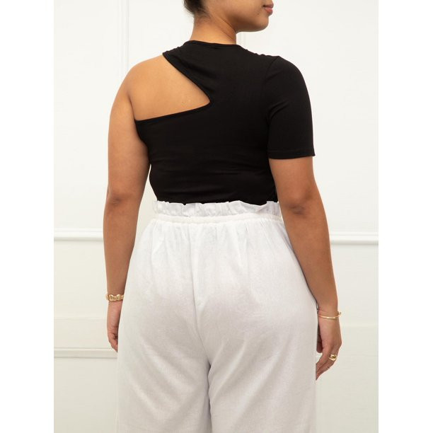 ELOQUII Elements Women's Plus One Shoulder Cut-Out Tee | Walmart (US)