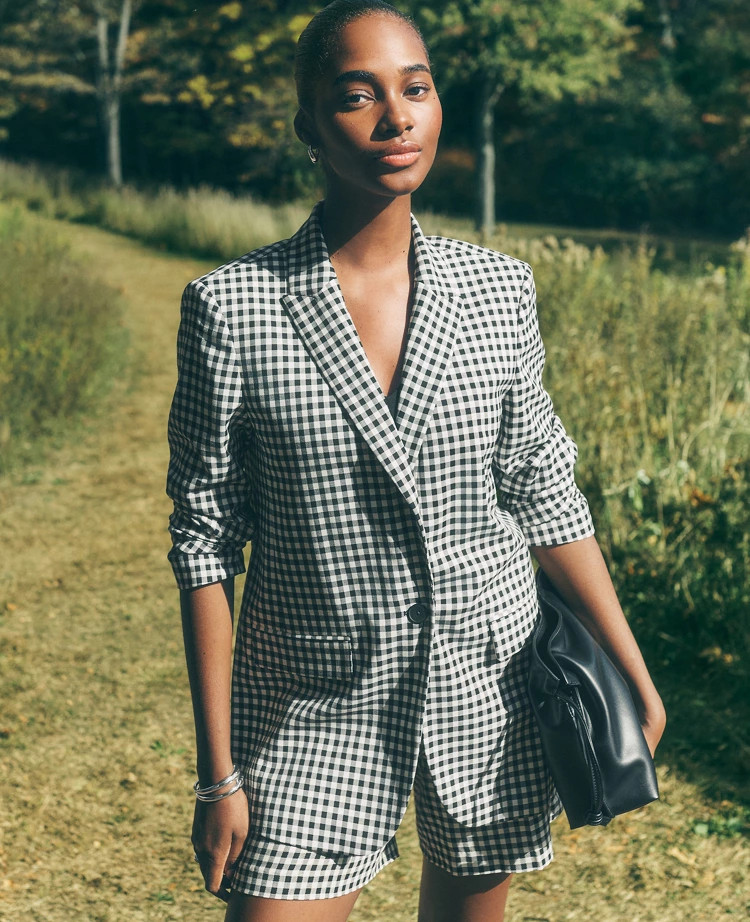 The Longline Blazer in Gingham | Ann Taylor
