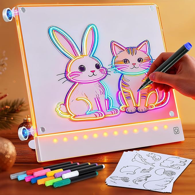 Rechargeable LED Drawing Board for Kids with Tracing Pages, Lumi Board Magnetic Light Up Acrylic ... | Amazon (US)