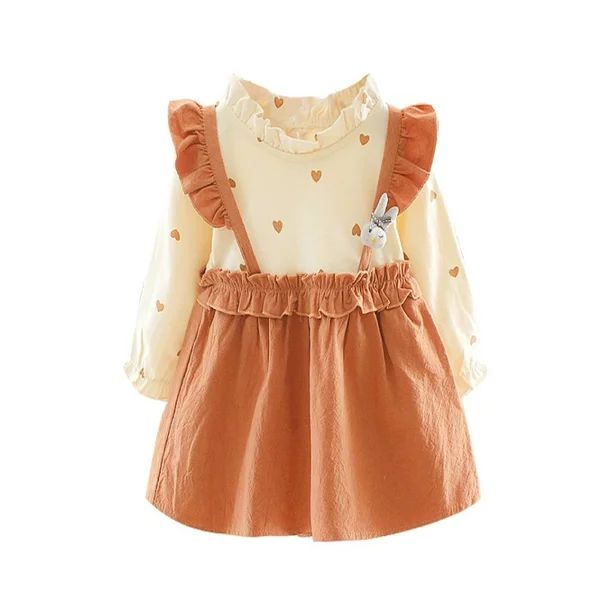 Luxsea Spring Autumn Casual Baby Girls Cotton Heart Print Dresses Long Sleeve Patchwork Kids Todd... | Walmart (US)