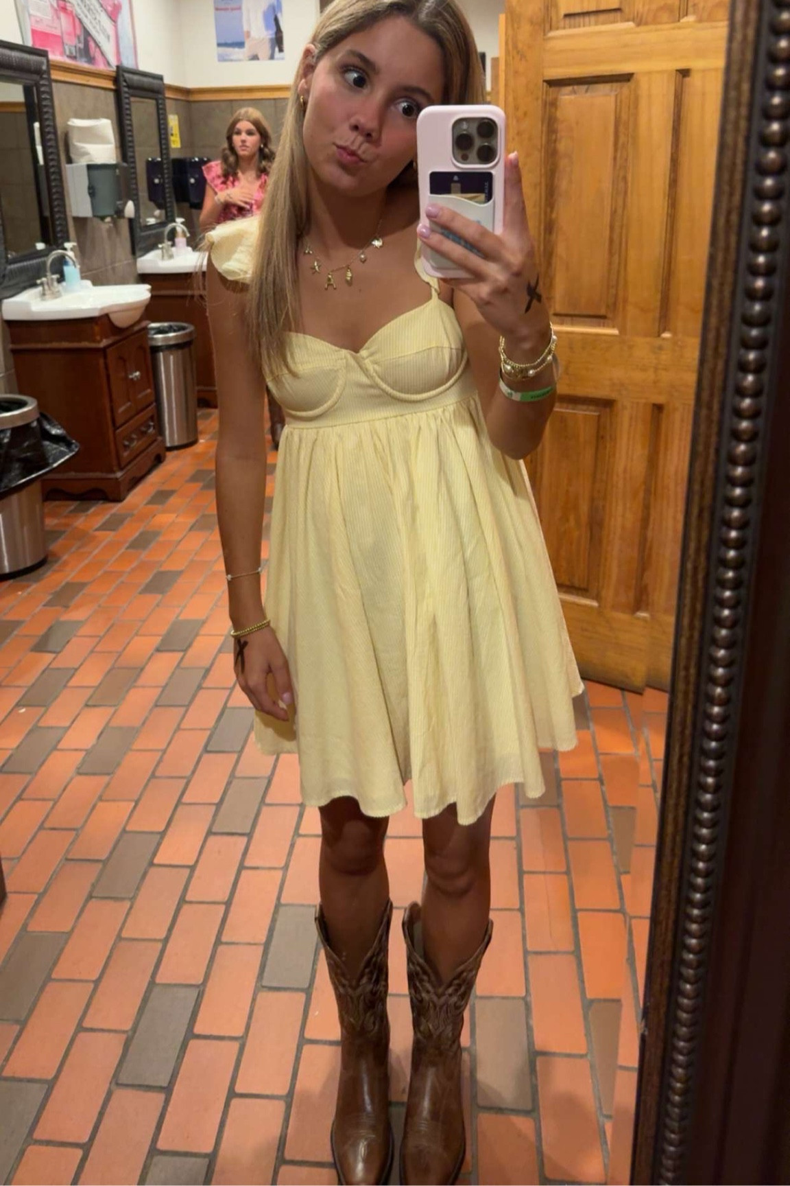 Cute line dancing outfit! Dress is a pin striped yellow and white and got so many compliments! Boots are so comfy and I am in love.

#LTKGiftGuide #LTKStyleTip