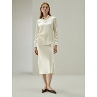 LILYSILK Womens Silk Midi Skirt - Lily White 100% Pure Silk - Luxurious Pearl-Like Gloss Side Split Skirt Petite 8 | LilySilk