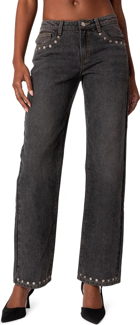 Rivet Trim Straight Leg Jeans | Nordstrom