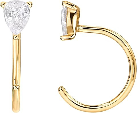 PAVOI 925 Sterling Silver Huggie Half Hoop Earrings | Hypoallergenic Minimalist Tiny Cartilage Ea... | Amazon (US)