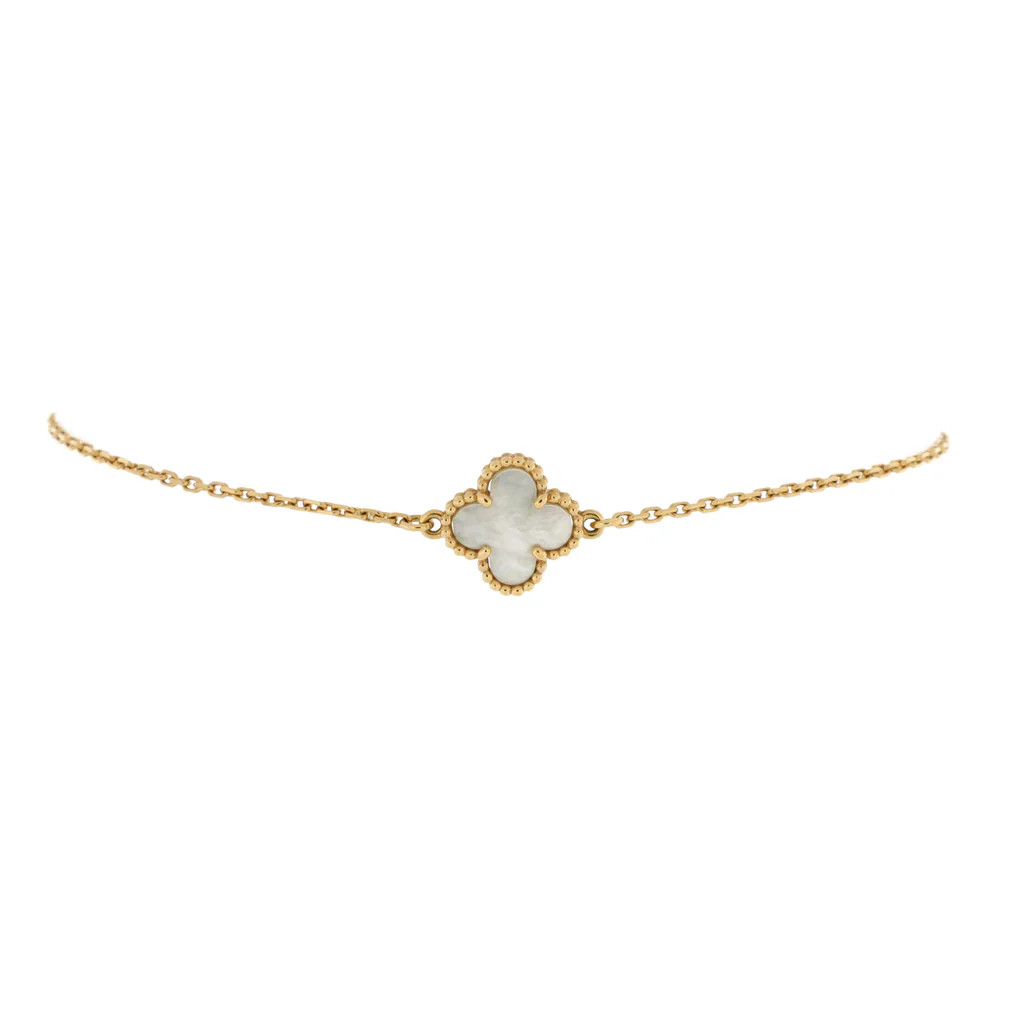 Sweet Alhambra Bracelet 18K Yellow Gold and Mother of Pearl | Rebag