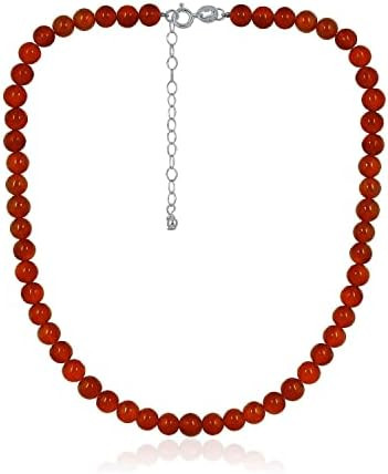 Precious Gemstone 6mm Round Beads Necklace 14" Plus 2" Extender with Sterling Silver Spring Ring ... | Amazon (US)