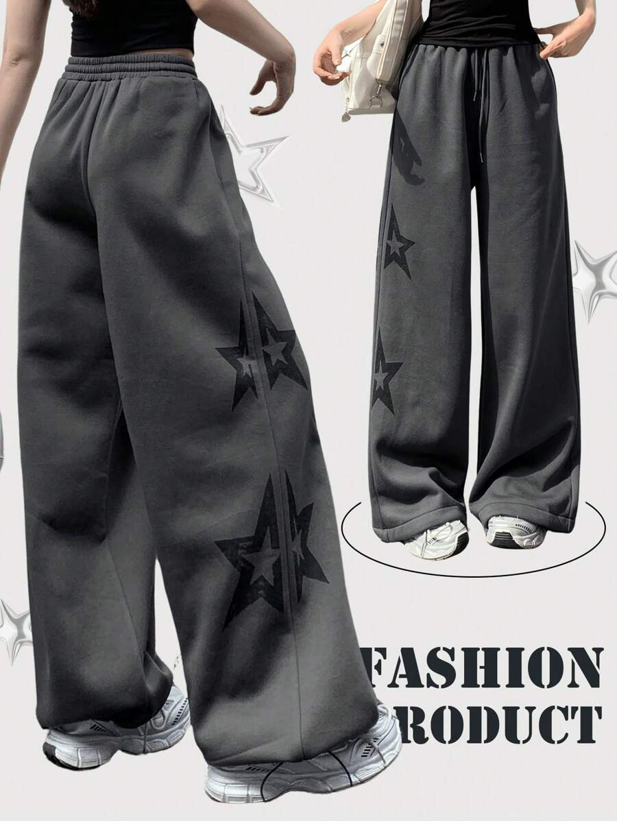 DAZY Women's Loose Star Print Casual Pants, Autumn | SHEIN