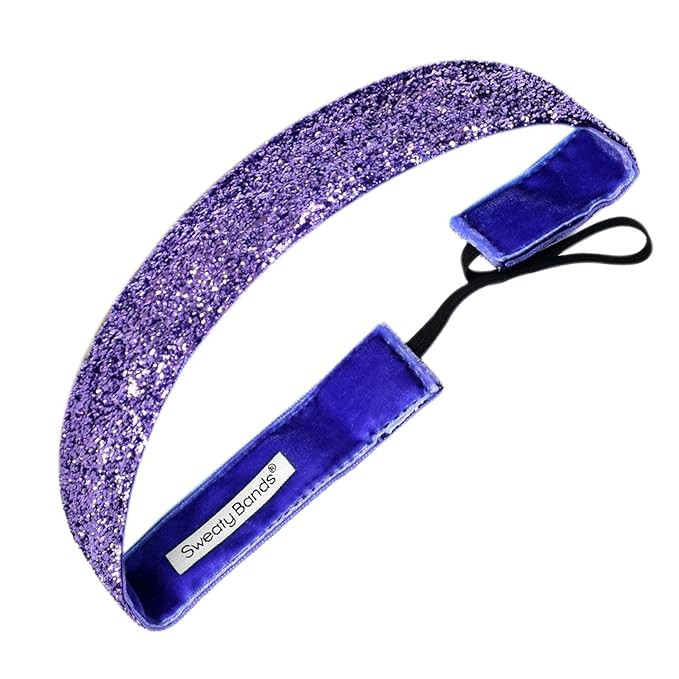 Sweaty Bands Womens and Girl Headband - Non-Slip Velvet-Lined Sparkle Hairband - Viva Diva Purple... | Amazon (US)