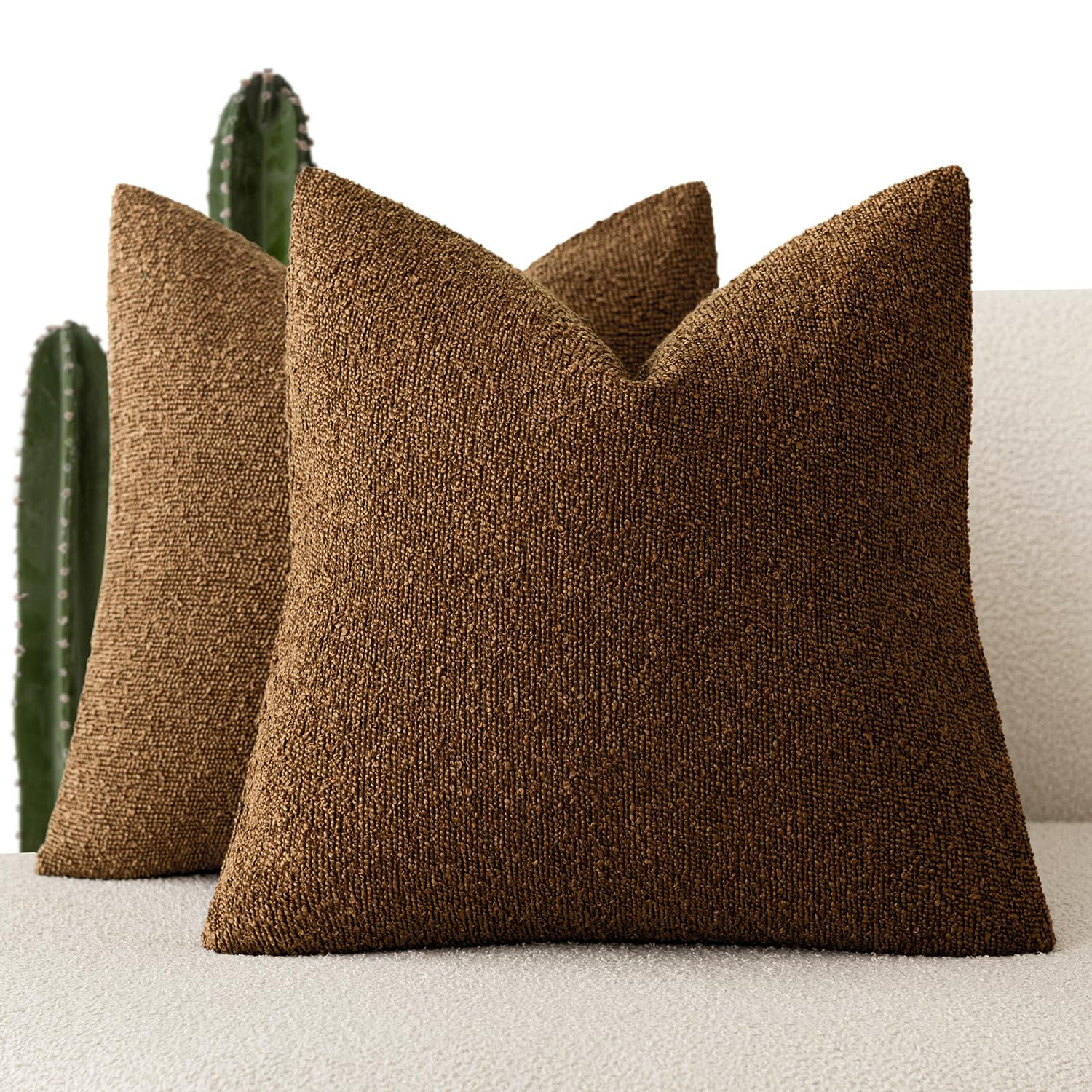 Foindtower Pack of 2 Modern Textured Boucle Throw Pillow Covers Accent Solid Decorative Pillow Ca... | Amazon (US)