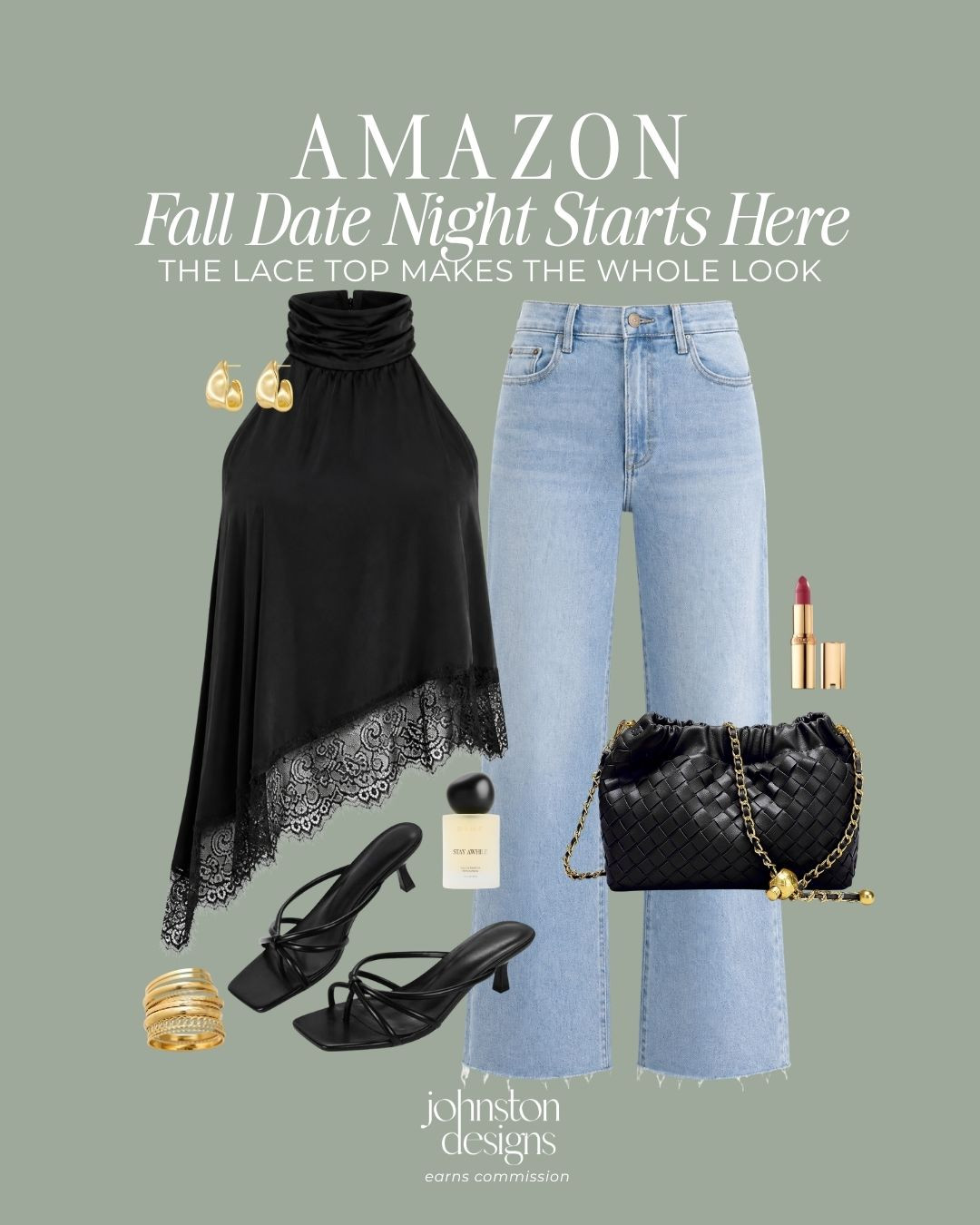 Fall date night starts with an easy elevated look. 🖤 This Amazon outfit pairs a feminine lace top with light wash jeans, black accessories and gold jewelry for the cutest dinner, drinks or night-out look.

Amazon fashion, fall date night outfit, Amazon date night outfit, fall outfit ideas, lace top, light wash jeans, women’s fall fashion, affordable fashion, elevated basics, night out outfit 

 #LTKootd