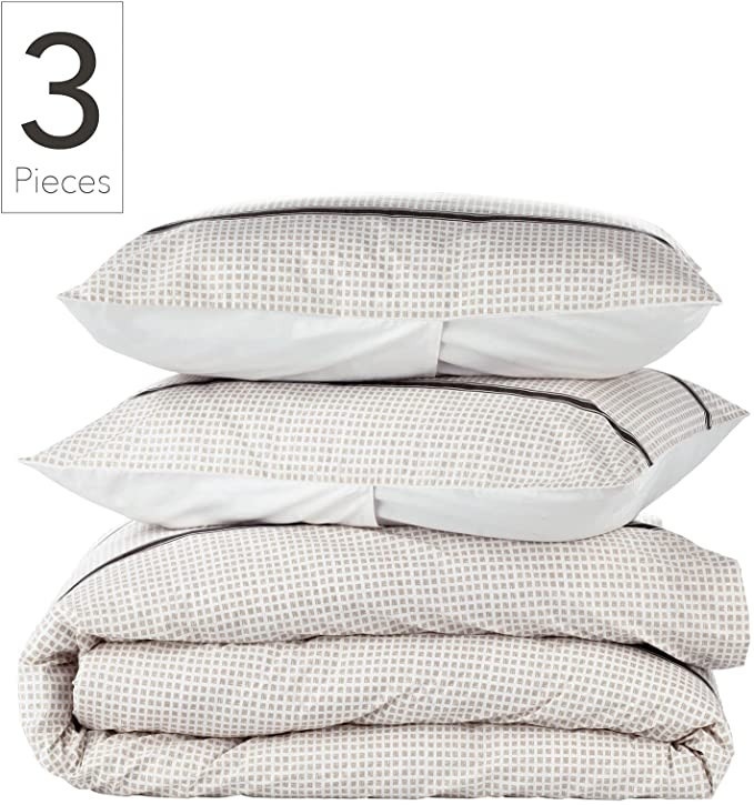 Nate Home by Nate Berkus 250TC Printed Shapes 3 Piece All-Season Cotton Duvet Cover Set from mDes... | Amazon (US)
