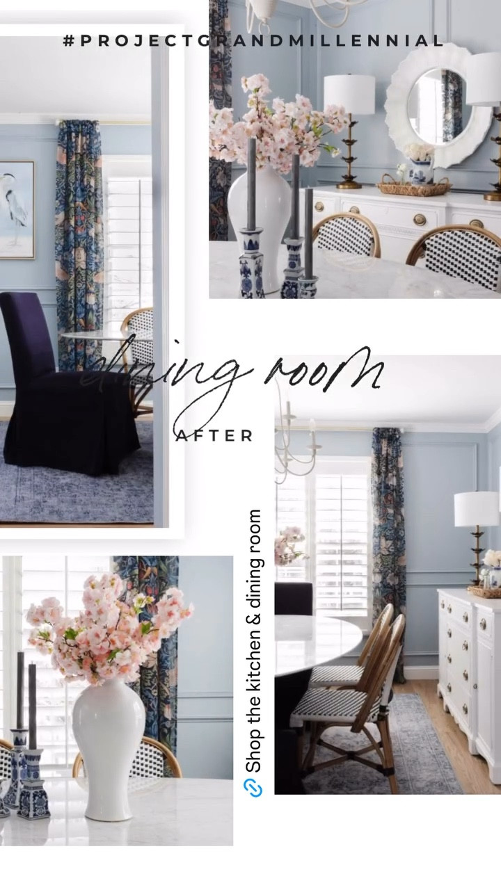Use code PEGGYH15 for 15% off all full-price items at Scout & Nimble!

If you love a blend of classic Parisian, European charm with a modern, southern flair, this reveal is for you.

We completely reimagined the space, opening up the dining area to the kitchen for a bright and welcoming feel. From the blue marble backsplash to the William Morris curtains and tulip dining table, this space is full of character.

Design //@peggyhaddadinteriors
Photography//@karadeyoung

#DiningRoomReveal #GrandmillennialStyle #ShopTheLook #InteriorDesign #BlueAndWhiteDecor #PHIHome #peggyhaddadinteriors
#howihaven #mycovetedhome #inmydomaine #howyouhome #howwedwell #mydomaine #houseenvy
#inspotoyourhome #ruedaily #homesweethome #interiorstyle #interiorstylingideas #interiorlovers
#homestyle #homerenovation
#homeinspiration #housegoals
#interiordesign