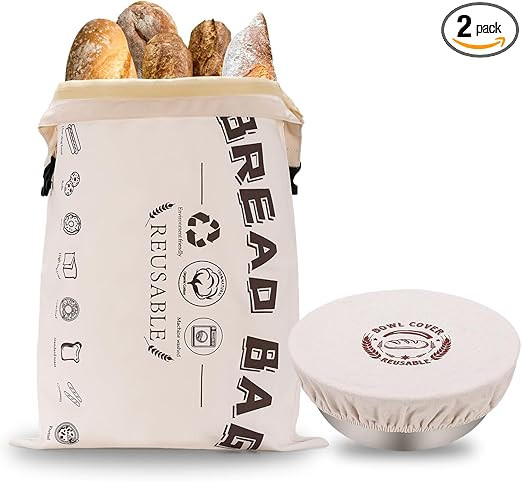 Bread Bags for Homemade Bread,The Reusable Sourdough Beeswax Bread Bags With Cotton Bowl Cover Se... | Amazon (US)
